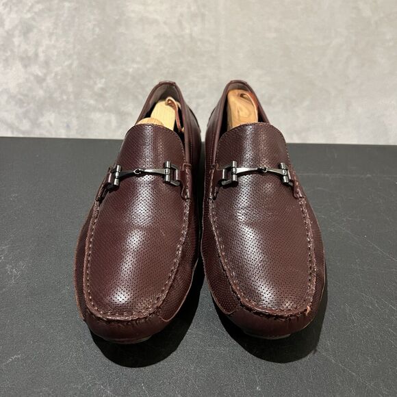 Cole Haan Wyatt Leather Bit Loafers Mens 11 M Brown Perforated Leather Driver - Picture 1 of 11